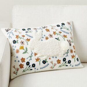 Pottery Barn Bunny Embroidered Lumbar Pillow Cover